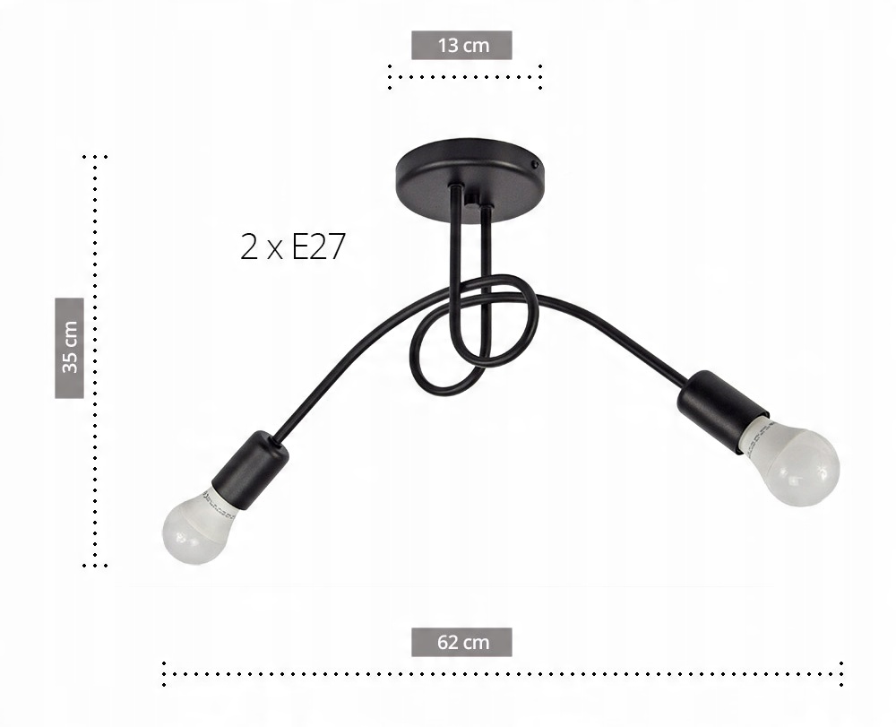 Nowoczesna LAMPA Plafon Edison Biała Czarna 261-2 - obrazek 7