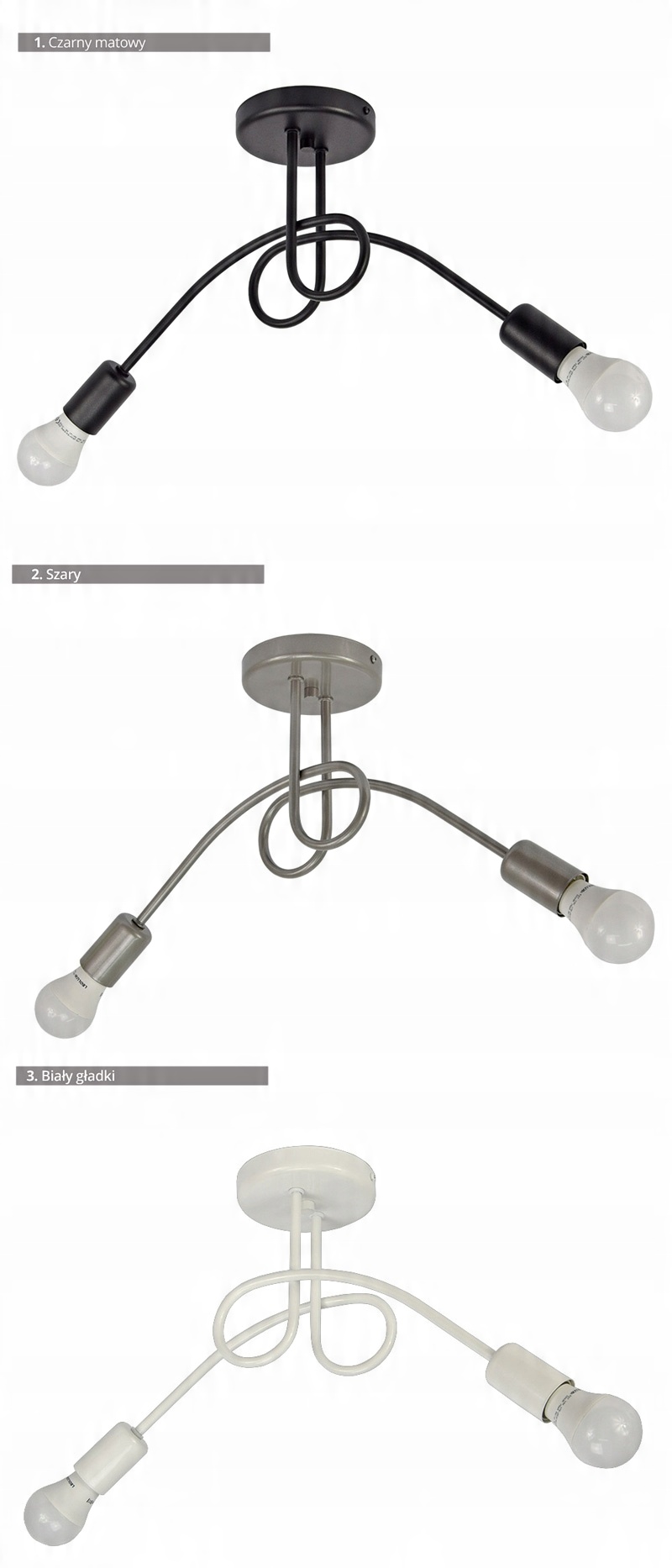 Nowoczesna LAMPA Plafon Edison Biała Czarna 261-2 - obrazek 9