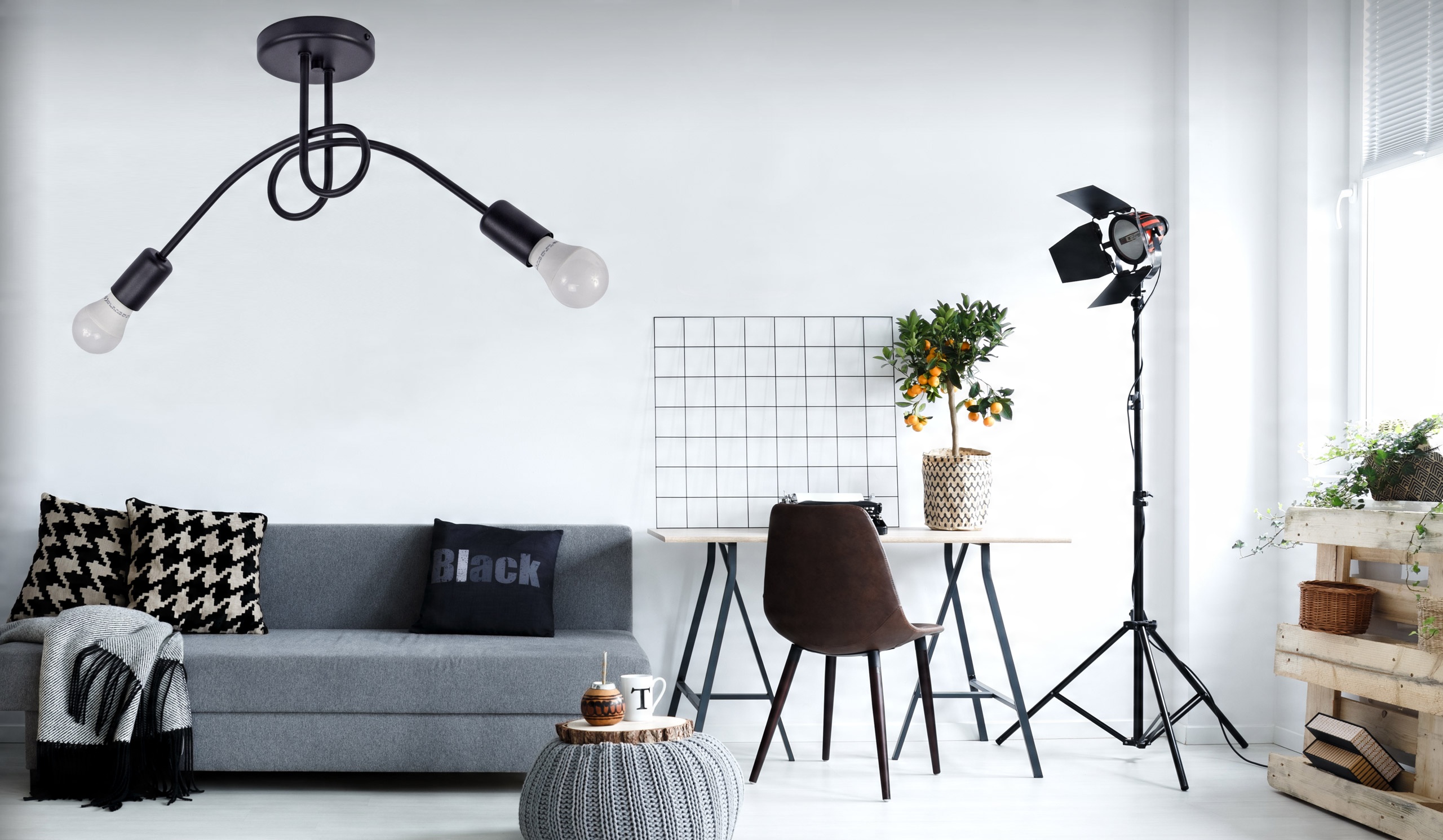 Nowoczesna LAMPA Plafon Edison Biała Czarna 261-2 - obrazek 5